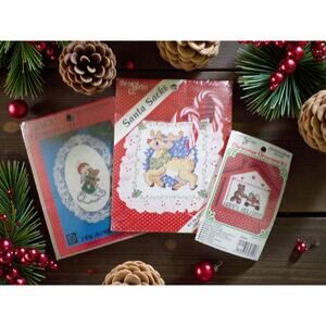 Counted Cross Stitch Kits Christmas Ornaments Santa Sacks New Berlin Sealed
